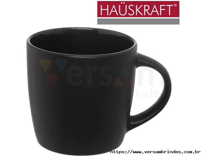 Caneca Porcelana Preta Fosca Hauskraft 325ml